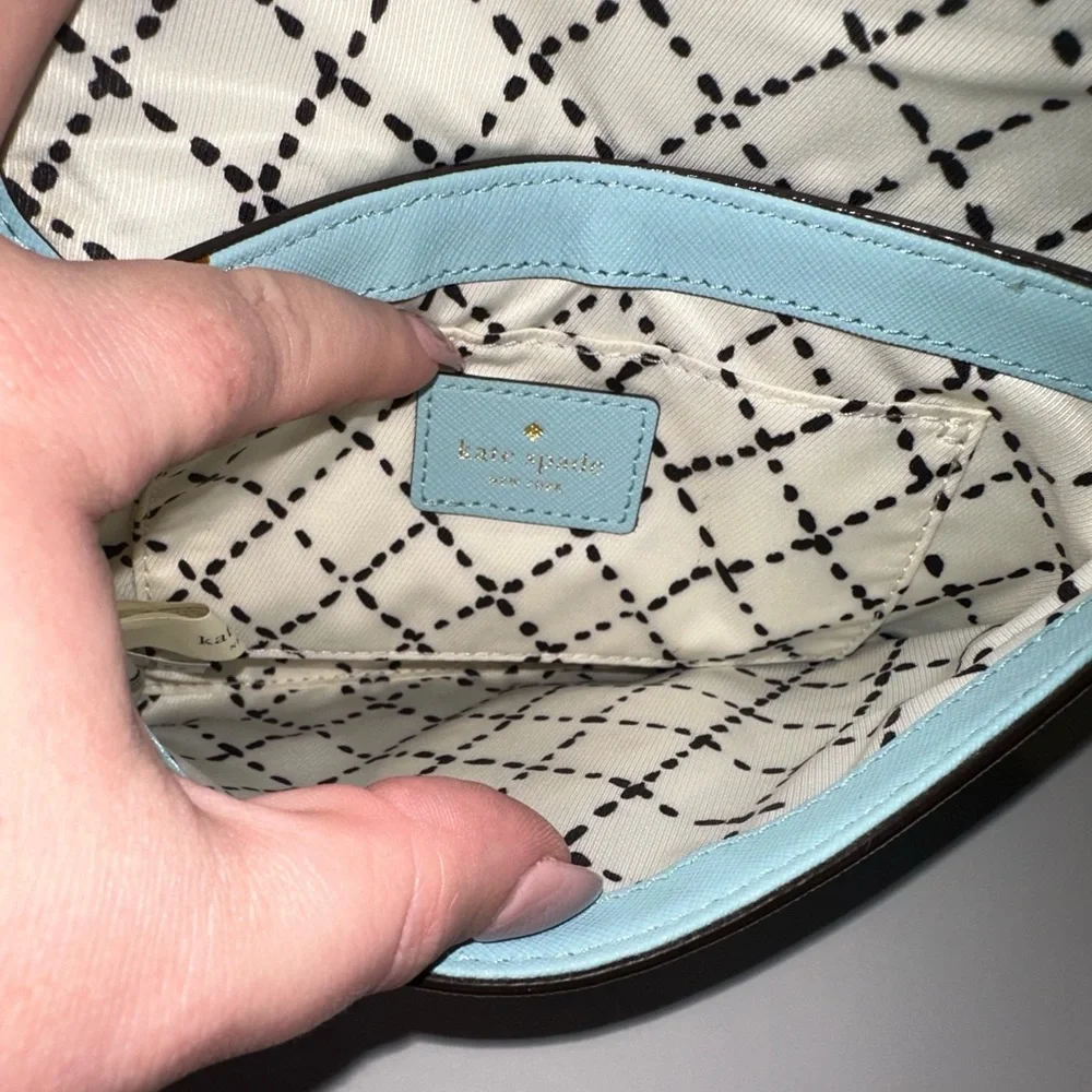 Kate Spade EUC Hydrangea Blue Saffiano Leather Newbury Lane Sally Crossbody